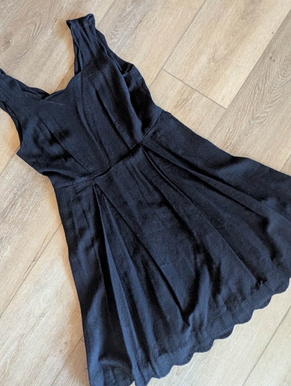 Sigrid Olsen Navy Blue Sleeveless Midi Linen Dress M